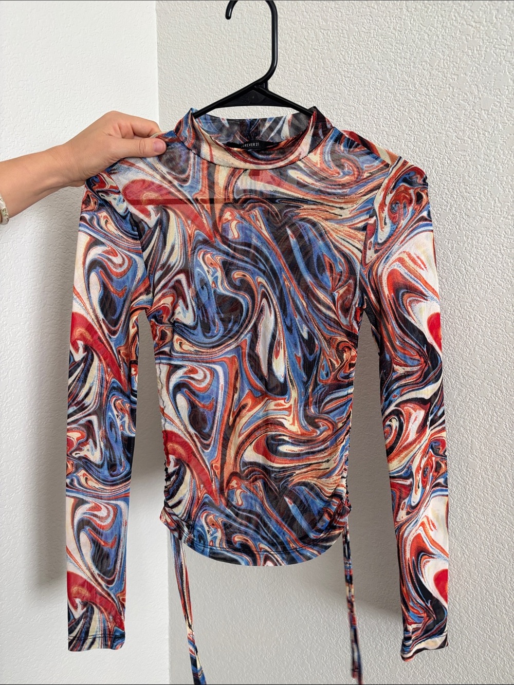Abstract Swirl Long Sleeve Top in Multi-Color